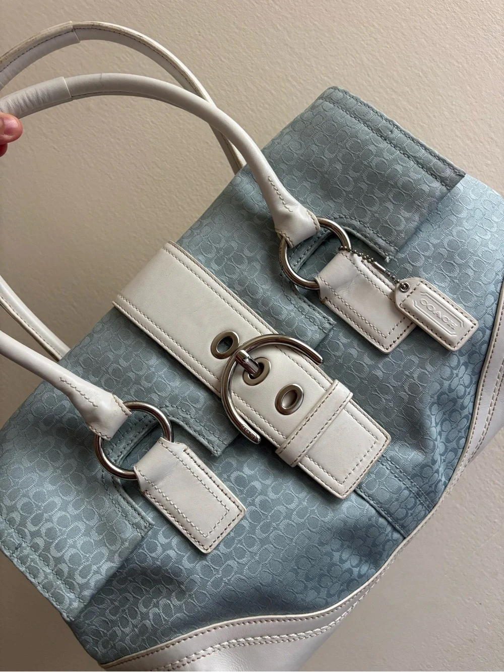Coach Light Blue - Soho Signature Flap Satchel